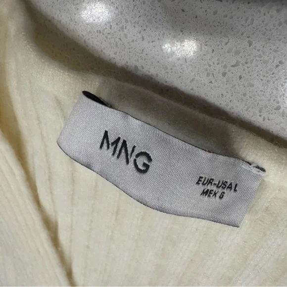 Mango Off-White Ribbed Belted Cardigan - Picture 3 of 3